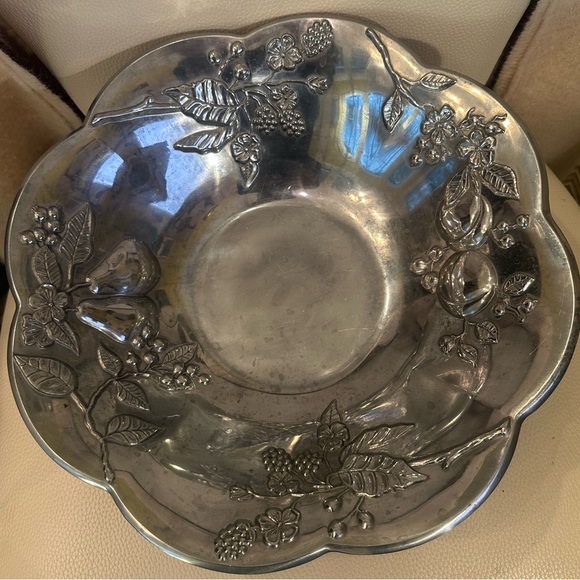 Lenox Metal Serveware ORCHARD IN BLOOM 14.75” Diameter Embossed Bowl EUC Large